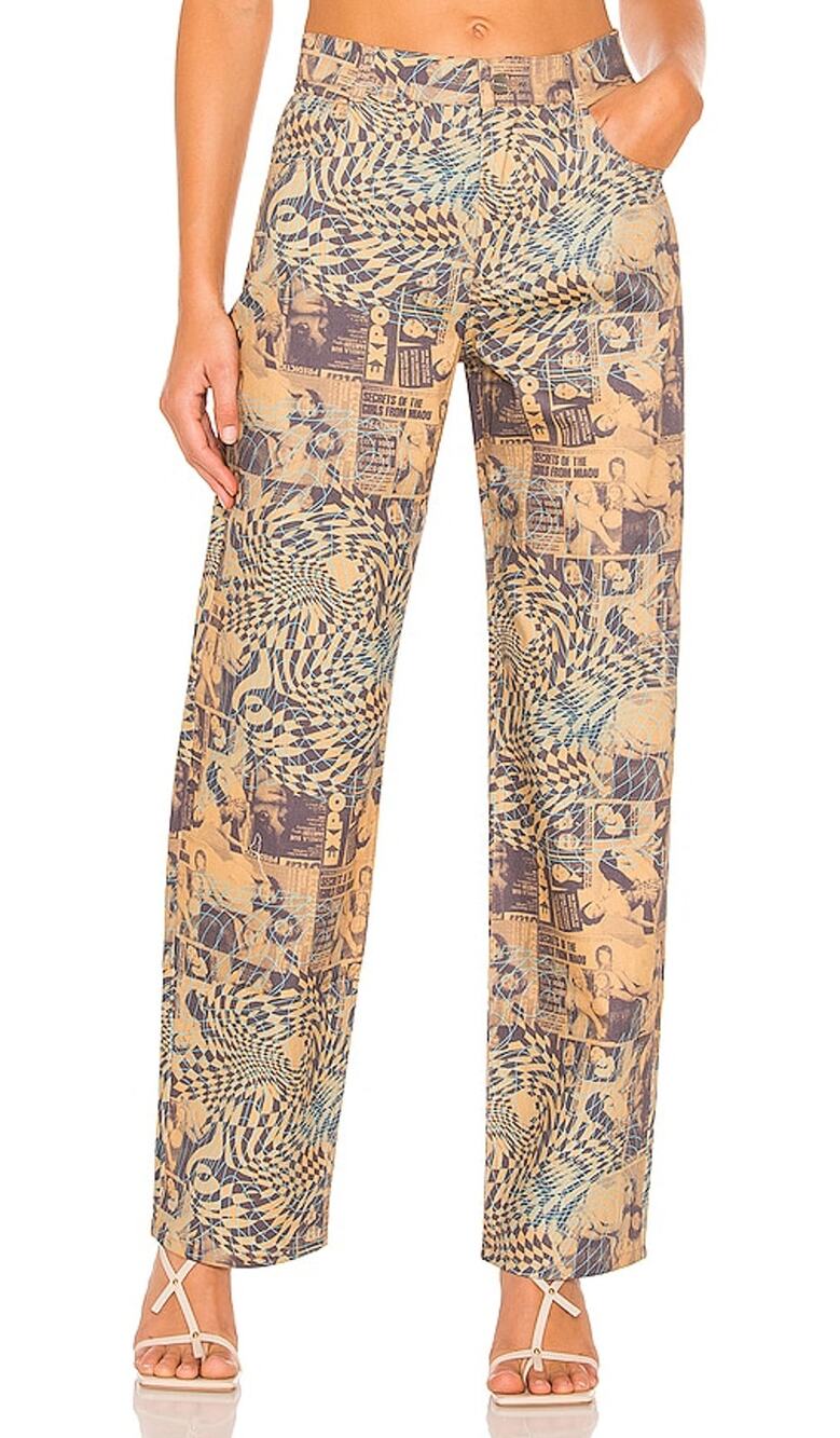 Miaou Graphic Beige Multi Fargo Pants Size L